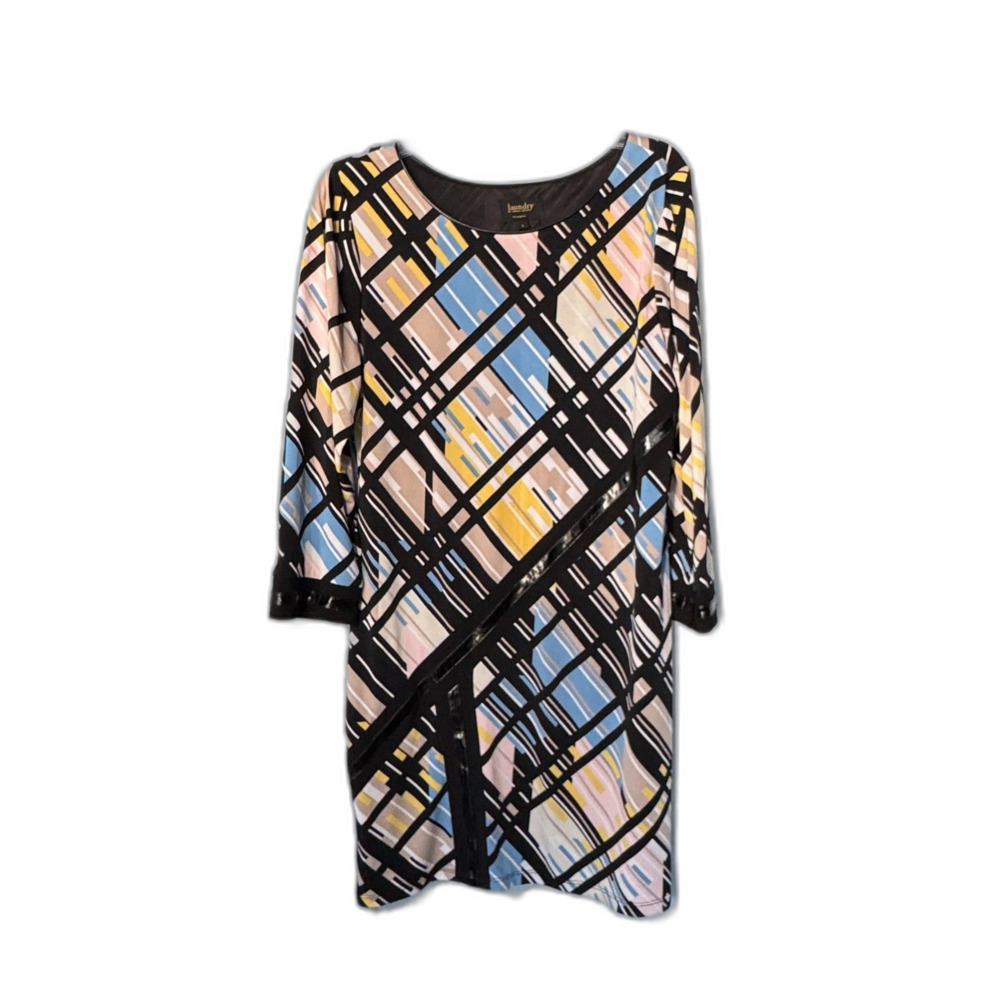 Laundry by Shelli Segal Abstract Geometric Plaid Shift Dress Size L